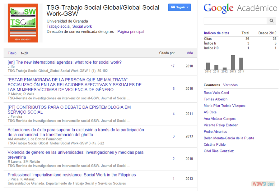 TSG - Trabajo Social Global / Global Social Work - GSW
